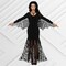 Womens Vampiress Costume Black Dress Lace Bat Wings with Finger Rings
